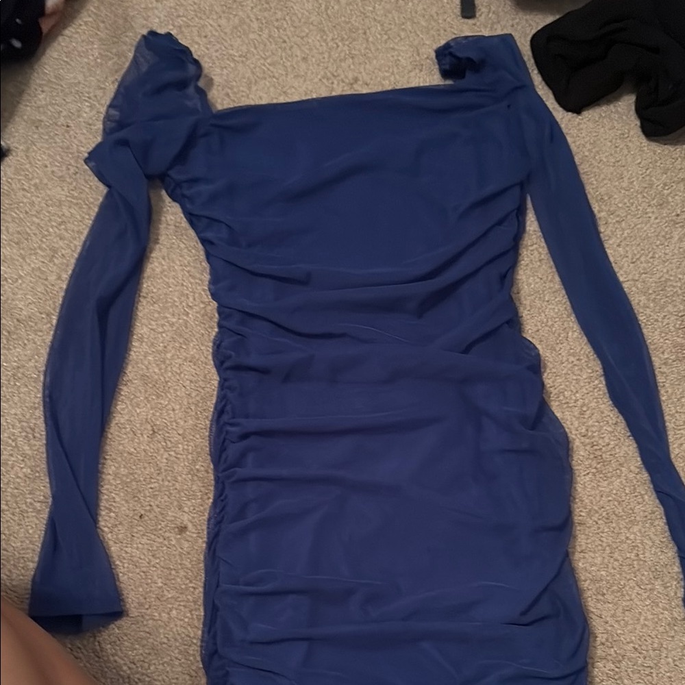 Elegant Blue Long Sleeve Dress